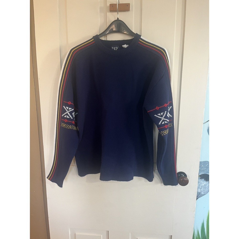 Vintage KP Wool Blend Sweater Size Large Sleeve detail Prep Crewneck